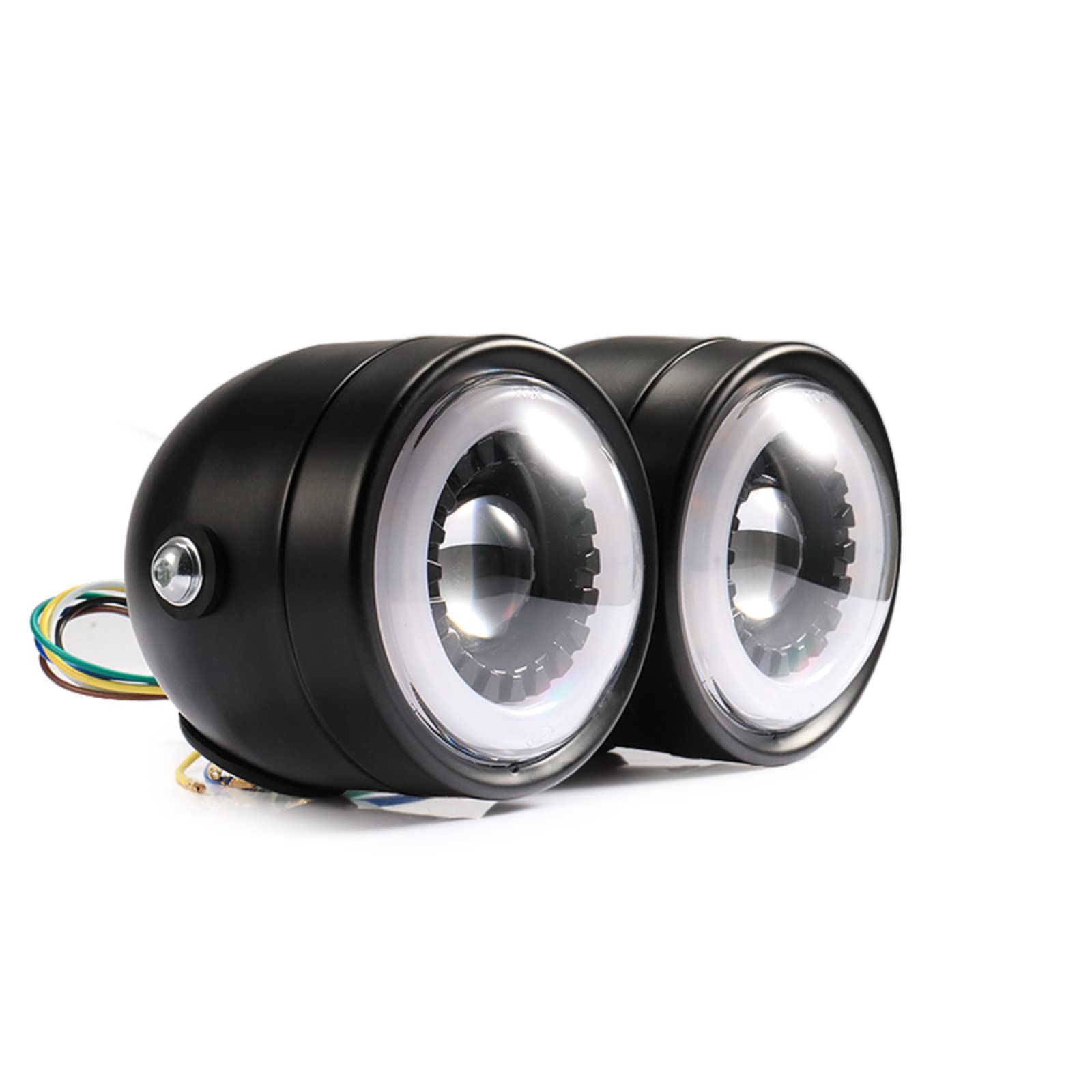 PINTLE Motorrad Scheinwerfer Für Retro Motorrad Doppelscheinwerfer Dual Light Angel Eye Blinker Tagfahrlicht PINTLE Motorrad Scheinwerfer Für Retro Motorrad Doppelscheinwerfer Dual Light Angel Eye Blinker Tagfahrlicht von PINTLE