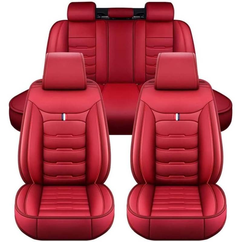 PIYFFVHJK Auto Sitzbezüge Set für Volvo S90 M4 X30, Leder Autositzbezüge Sets 5 Sitzer Sitzkissen Innenraum Sitzauflagen Sitzschoner Zubehör,E/Red von PIYFFVHJK