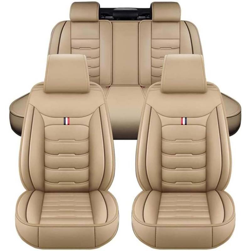 PIYFFVHJK Auto Sitzbezüge Set für Volvo XC90 5seats 2003-2019, Leder Autositzbezüge Sets 5 Sitzer Sitzkissen Innenraum Sitzauflagen Sitzschoner Zubehör,C/Beige von PIYFFVHJK