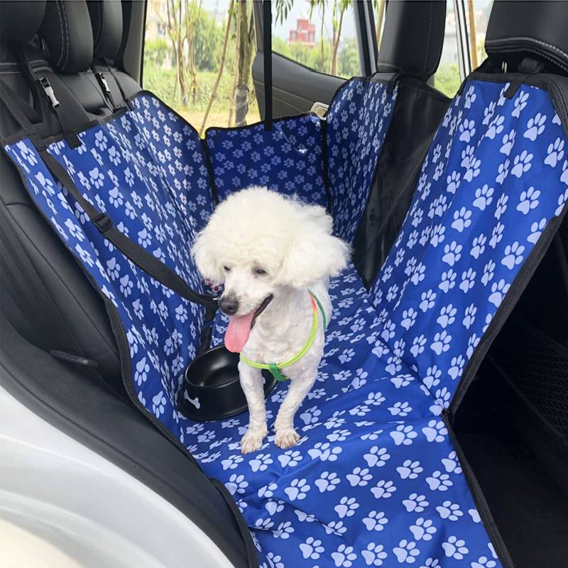 PJDDP Autositzbezüge für Hunde mit Mesh-Sichtfenster für Rücksitz, Autositzbezug für Sitzbänke, Hundehängematte mit Seitenklappen und Sicherheitsgurt für Autos, Lastwagen und SUVs,Blau von PJDDP