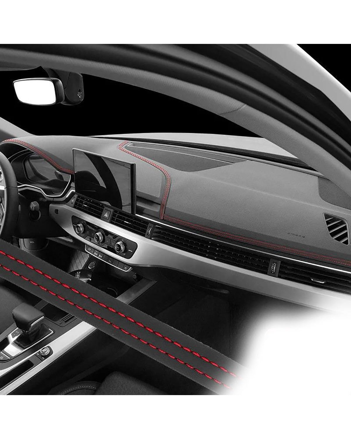 Navigation Panel Frame Auto selbstklebende Zierleiste Auto Innenraum Armaturenbrett Synthetisches Material Dekoration Linie DIY Zopf Streifen Auto Stil Dekoration Decoration Panel Trim Accessories(Red von PJJUHS