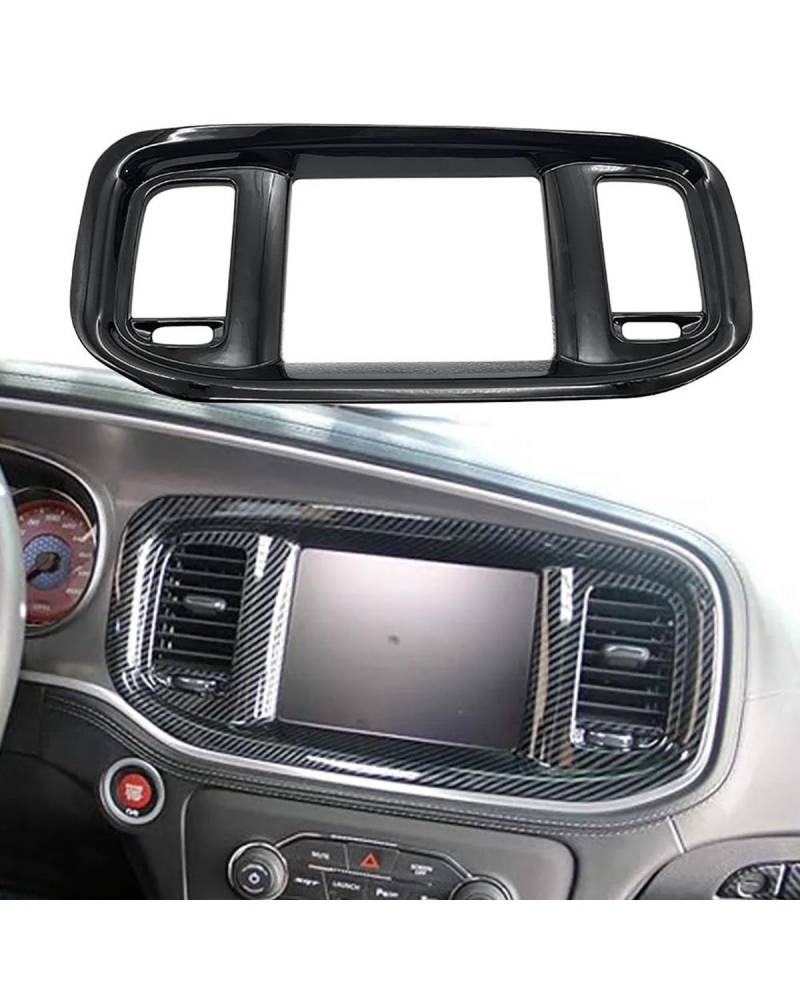 Navigation Panel Frame Für Dodge Für Charger 2015+ Auto-Armaturenbrett-DVD-Navigationsbildschirm-Rahmenabdeckungsverkleidung Auto-Navigationsbildschirm Decoration Panel Trim Accessories(Carbon Fiber) von PJJUHS