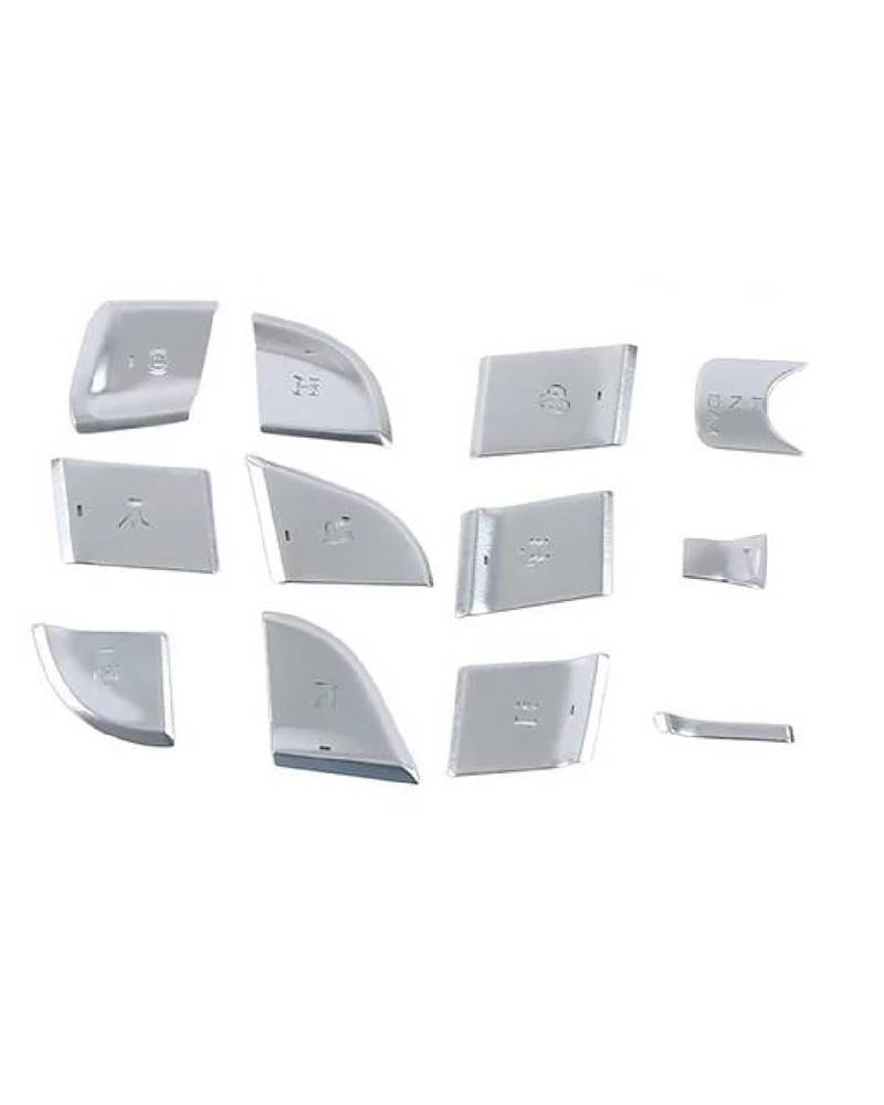 Navigation Panel Frame Für GWM Tank 300 2022 2023 Autoinnenraum Motorstart S Scheinwerfer AC Gangschaltung Schalter Knopfabdeckung Verkleidung Silber Aufkleber Decoration Panel Trim Accessories(Style von PJJUHS