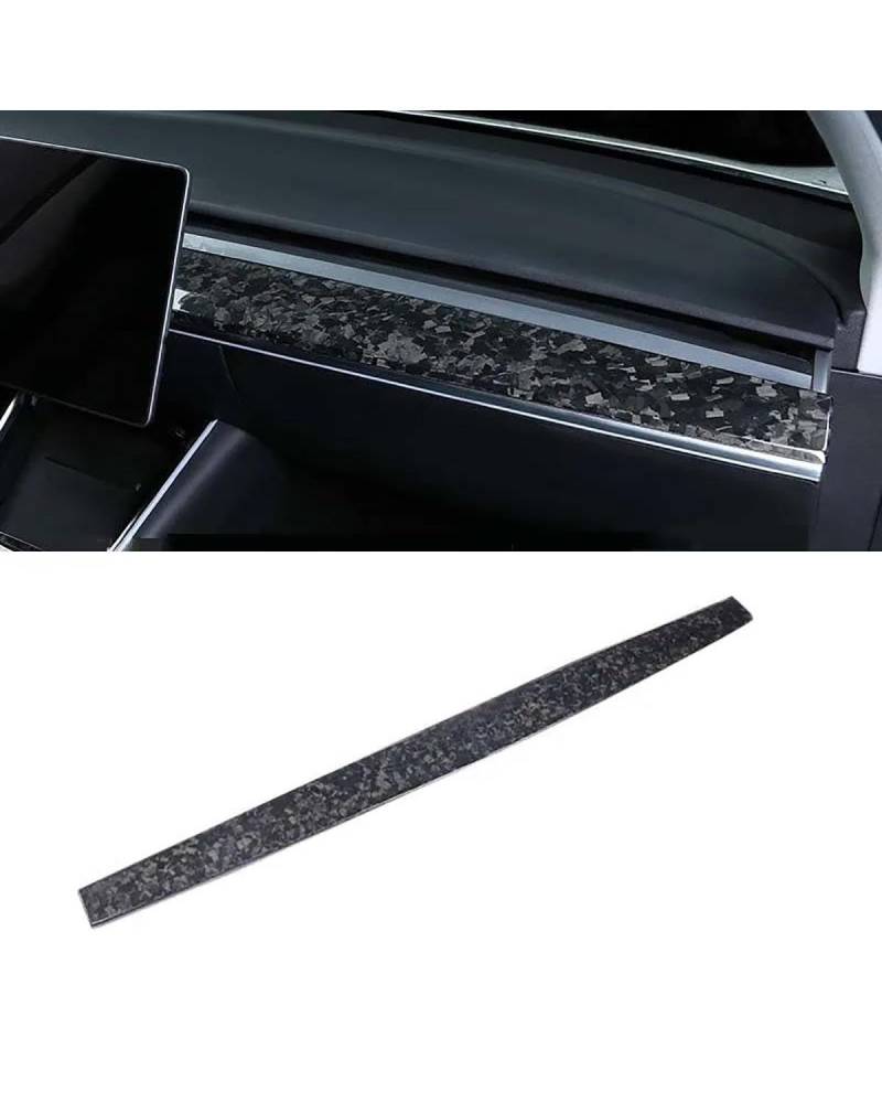 Navigation Panel Frame Für Modell 3 2021 Real Carbon Fiber Center Console Instrumentenverkleidung Für Modell Y Zubehör Model3 2022 Armaturenbrettabdeckung Decoration Panel Trim Accessories(Forged styl von PJJUHS