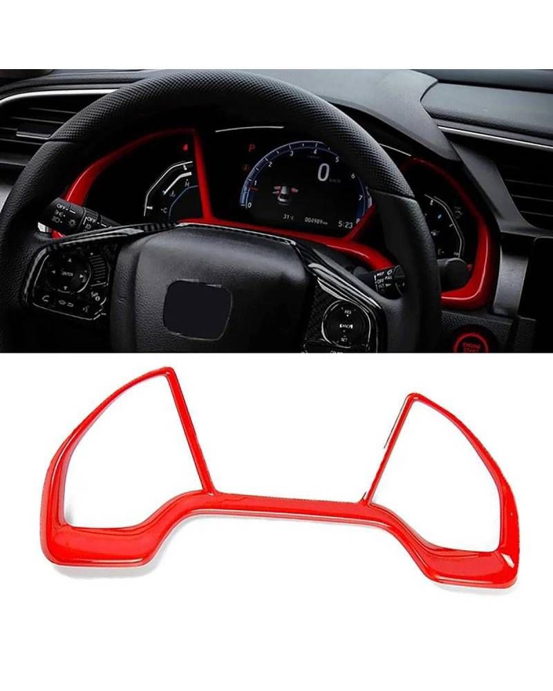 PJJUHS Navigation Panel Frame Für Civic 10. Generation 2016 2017 2018 2019 2020 2021 Front-Armaturenbrett-Dekorrahmenverkleidung Auto-dekorativer Innenaufkleber, rot Decoration Panel Trim Accessories von PJJUHS