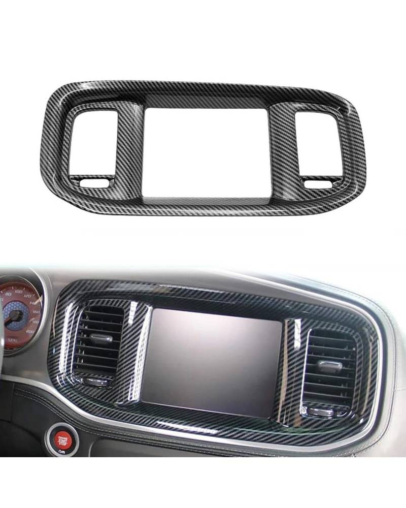 PJJUHS Navigation Panel Frame Für Dodge Für Charger 2015+ Auto-Armaturenbrett-DVD-Navigationsbildschirm-Rahmenabdeckungsverkleidung Auto-Navigationsbildschirm Decoration Panel Trim Accessories(Black) von PJJUHS