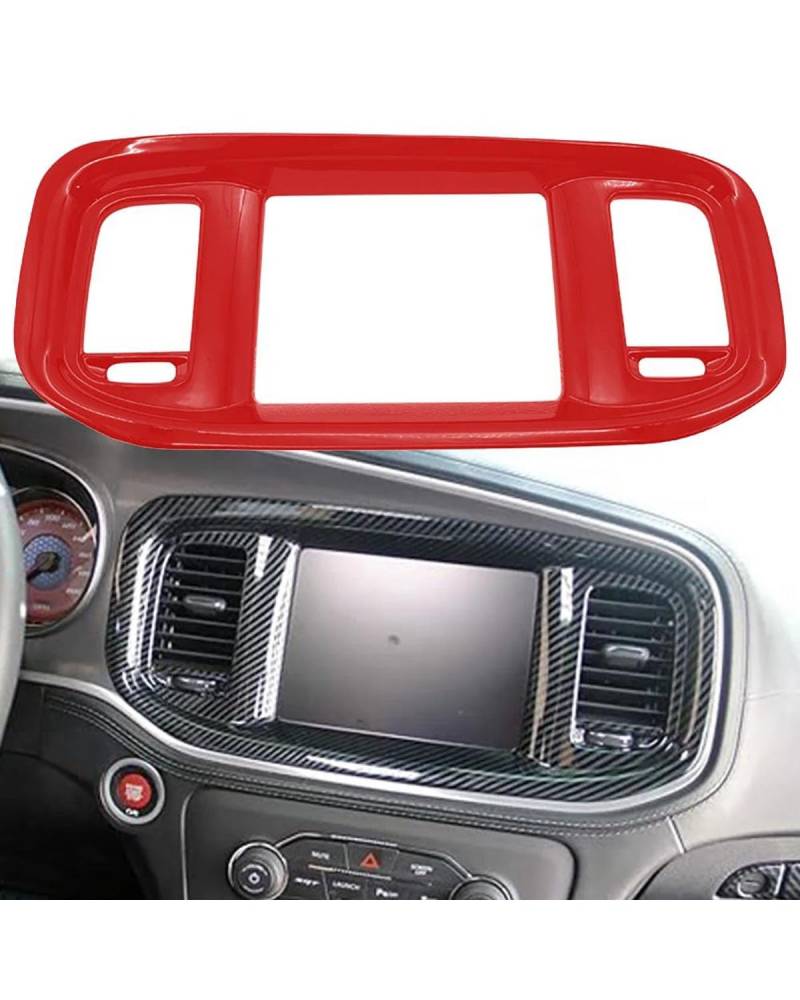 PJJUHS Navigation Panel Frame Für Dodge Für Charger 2015+ Auto-Armaturenbrett-DVD-Navigationsbildschirm-Rahmenabdeckungsverkleidung Auto-Navigationsbildschirm Decoration Panel Trim Accessories(Red) von PJJUHS