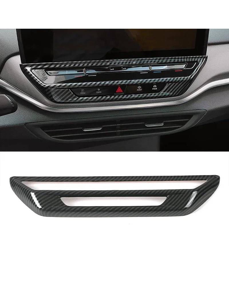 PJJUHS Navigation Panel Frame Für ID.4 ID4 2021 2022 2023 Auto Center Console Media Menü AC-Taste Klimaanlage Einstellschalter Rahmenverkleidung Decoration Panel Trim Accessories(Carbon Fiber Color) von PJJUHS