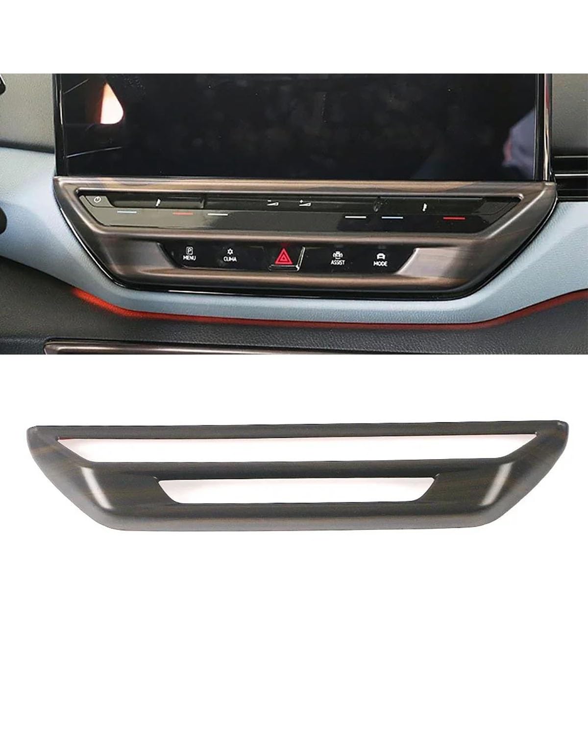 PJJUHS Navigation Panel Frame Für ID.4 ID4 2021 2022 2023 Auto Center Console Media Menü AC-Taste Klimaanlage Einstellschalter Rahmenverkleidung Decoration Panel Trim Accessories(Wood Grain Color) von PJJUHS