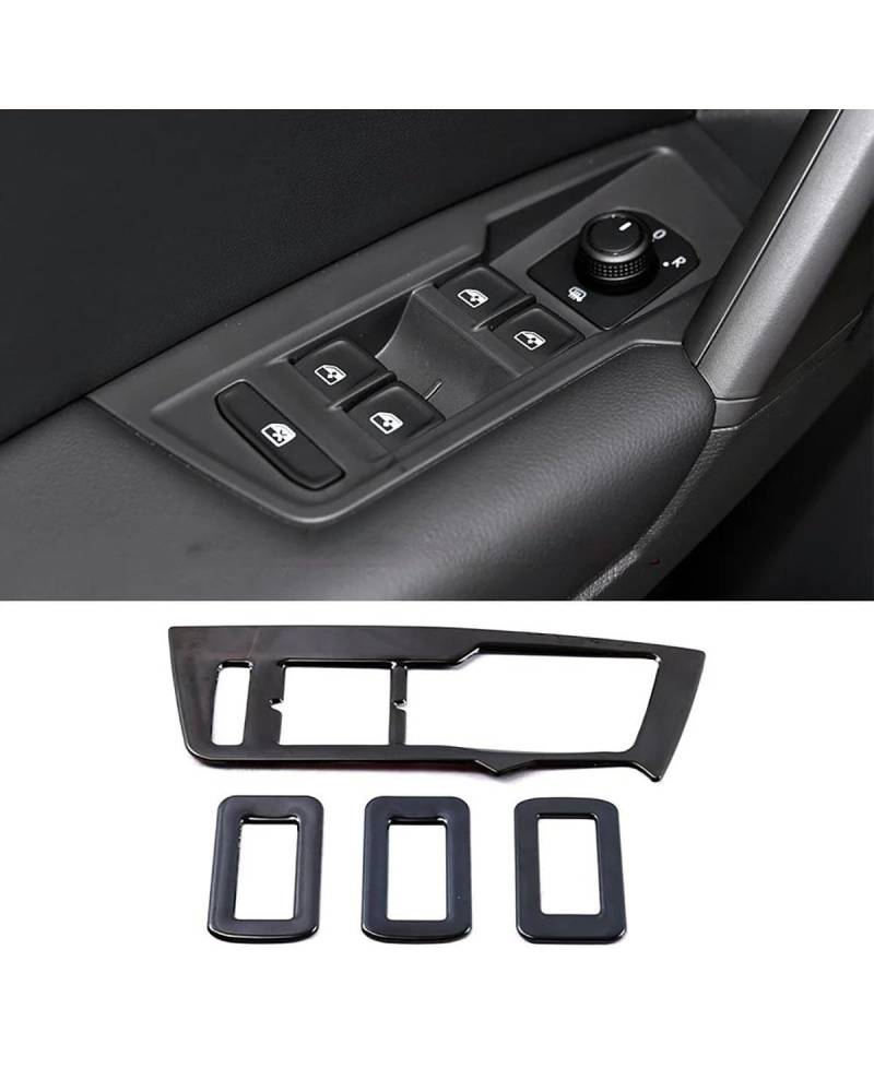 PJJUHS Navigation Panel Frame Für MK2 2017-2019 Mittelkonsole Scheinwerfer Fensterheber Handschuhfach Schalter Rahmenverkleidung Schwarz Aufkleber Decoration Panel Trim Accessories(Style B LHD Model) von PJJUHS