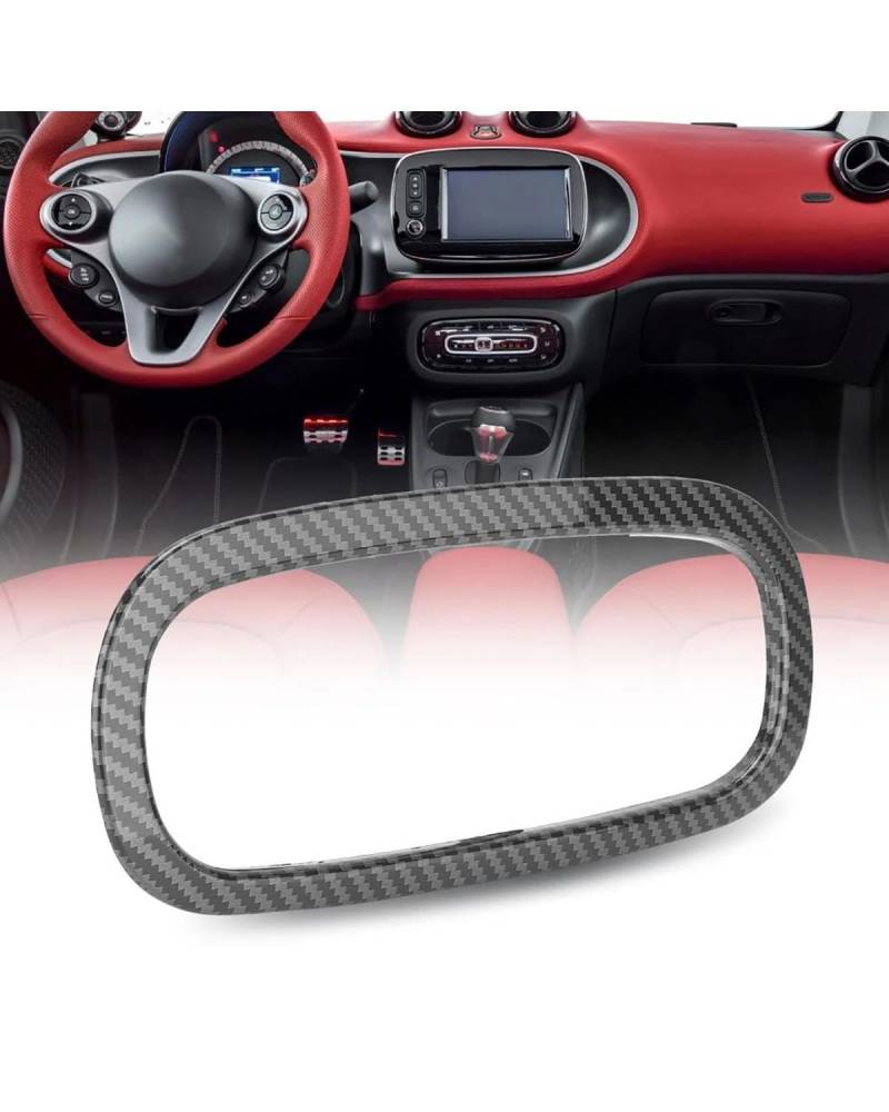 PJJUHS Navigation Panel Frame Für Smart Fortwo Forfour 453 2015-2021 Carbon Fiber Style CD-Panel Klimaanlage Knopfabdeckung Borte Ersatz Decoration Panel Trim Accessories von PJJUHS