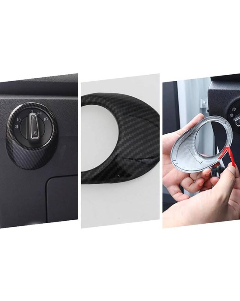 PJJUHS Navigation Panel Frame Für T-ROC T ROC 2017-2021 Innenscheinwerfer Scheinwerfereinstellschalter Abdeckung Verkleidung Aufkleber Auto Styling Decoration Panel Trim Accessories(Carbon Fibre) von PJJUHS