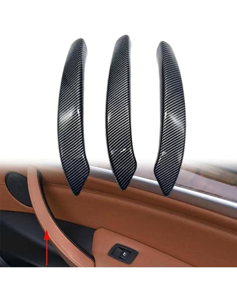 PJJUHS Navigation Panel Frame Für X5 E70 2007-2012 2013 Für X6 E71 2008-2014 3-teilige LHD-Autotürgriffabdeckung Verkleidung Innenzubehör Carbonfaser-Look Decoration Panel Trim Accessories von PJJUHS