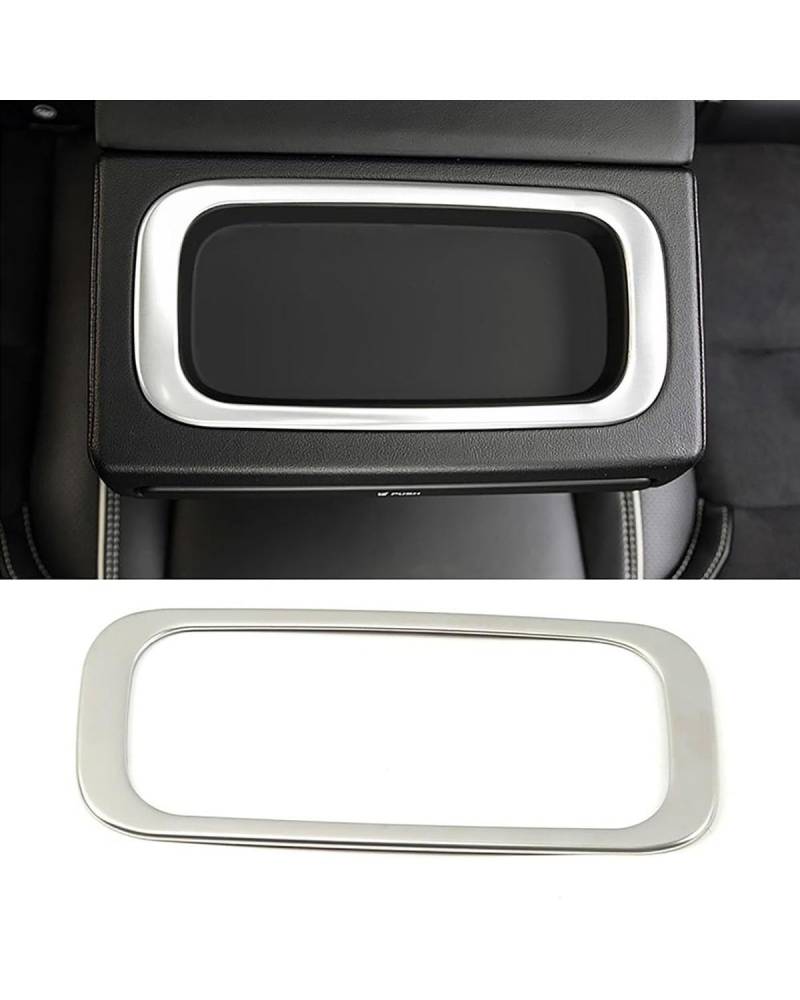 PJJUHS Navigation Panel Frame Für XC60 2018 2019 2022 Auto Hinten Für Sitz Wasser Tasse Halter Rahmen Abdeckung Trim Edelstahl Innen Formen Aufkleber Decoration Panel Trim Accessories(Silver B) von PJJUHS
