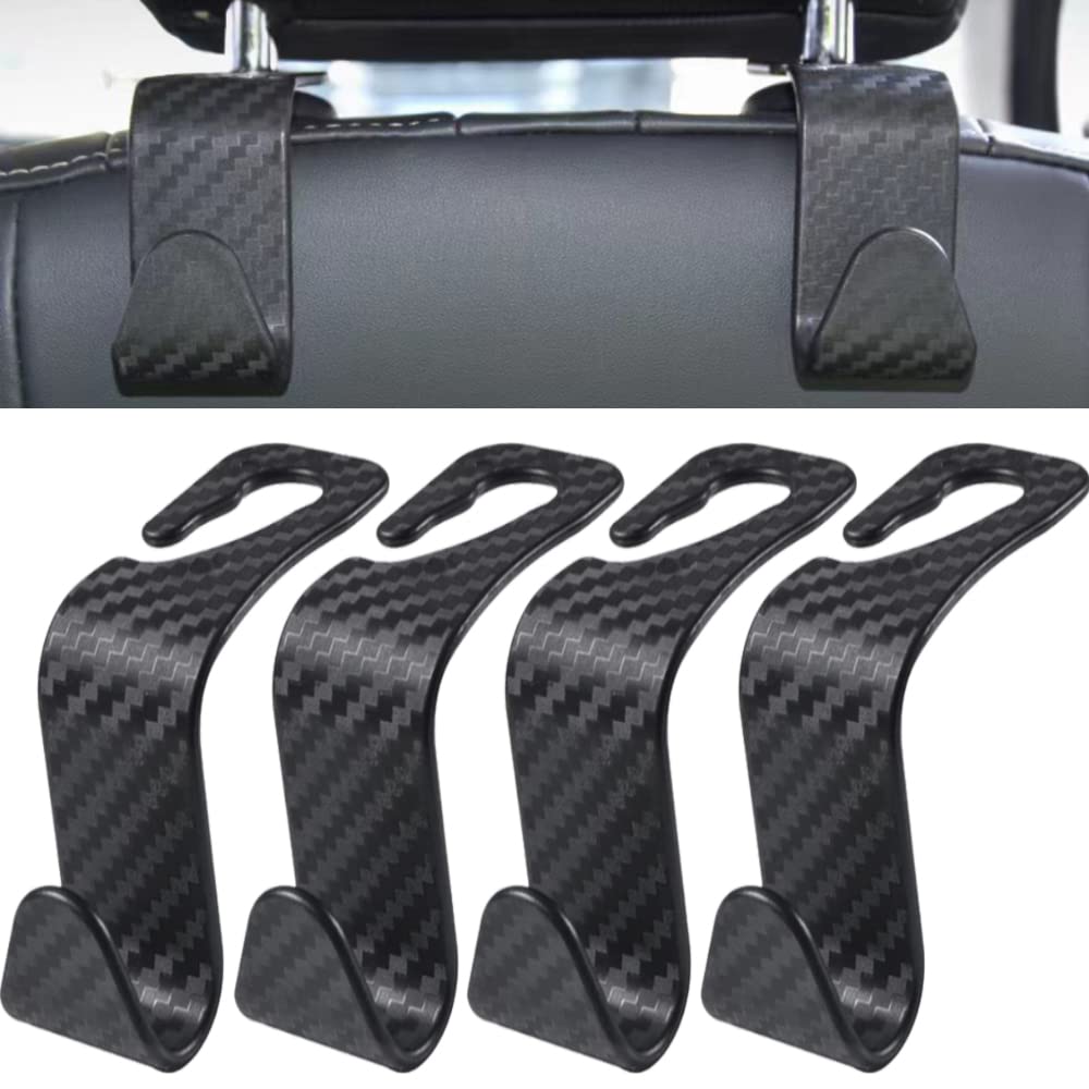 Auto Kopfstützen Haken, Universal Autositz Rückenlehnen Haken, Auto Rücksitz Kopfstütze Halter Schwarz （4 Stück） von PKQTOP