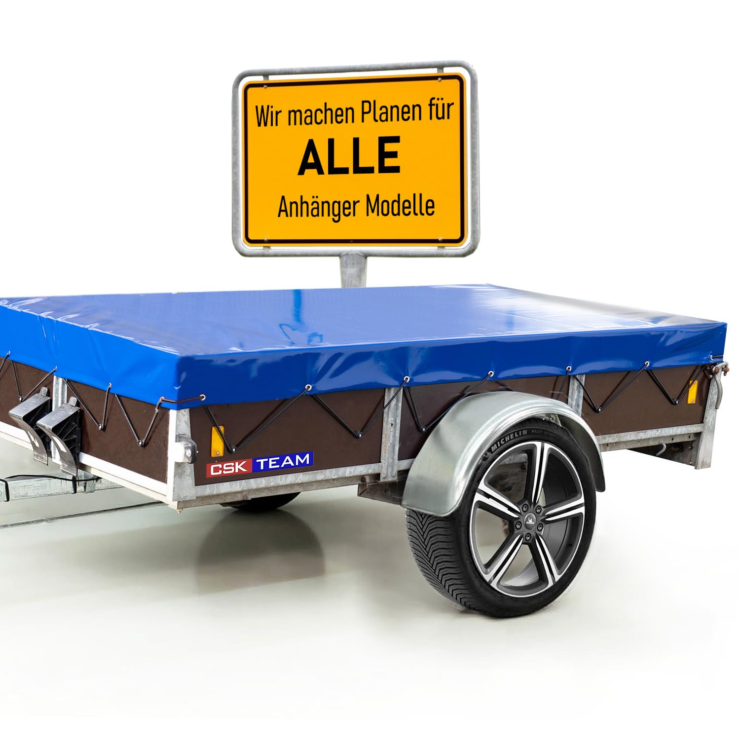 Hochwertige Anhängerplane 232 x 132 x 6 cm für Saris Anhänger - wasserdichte PVC Abdeckplane I Plane nach Maß - Blau Hochwertige Anhängerplane 232 x 132 x 6 cm für Saris Anhänger - wasserdichte PVC Abdeckplane I Plane nach Maß - Blau von PLANE 4 YOU