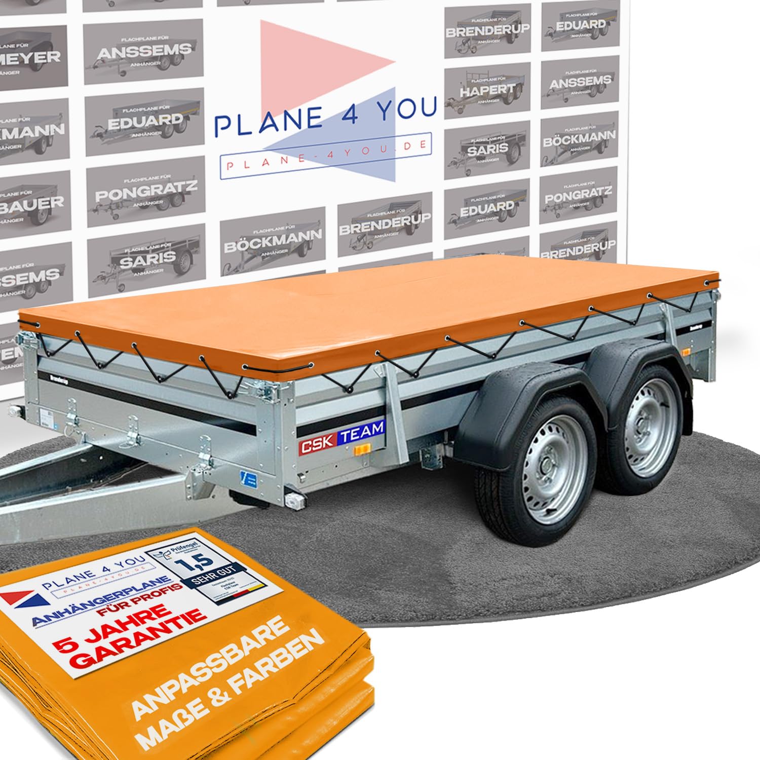 Hochwertige BRENDERUP 308 x 159 cm Anhängerplane - wasserdichte Anhänger Plane nach Maß - Flachplane - Hochglanz Orange Hochwertige BRENDERUP 308 x 159 cm Anhängerplane - wasserdichte Anhänger Plane nach Maß - Flachplane - Hochglanz Orange von PLANE 4 YOU