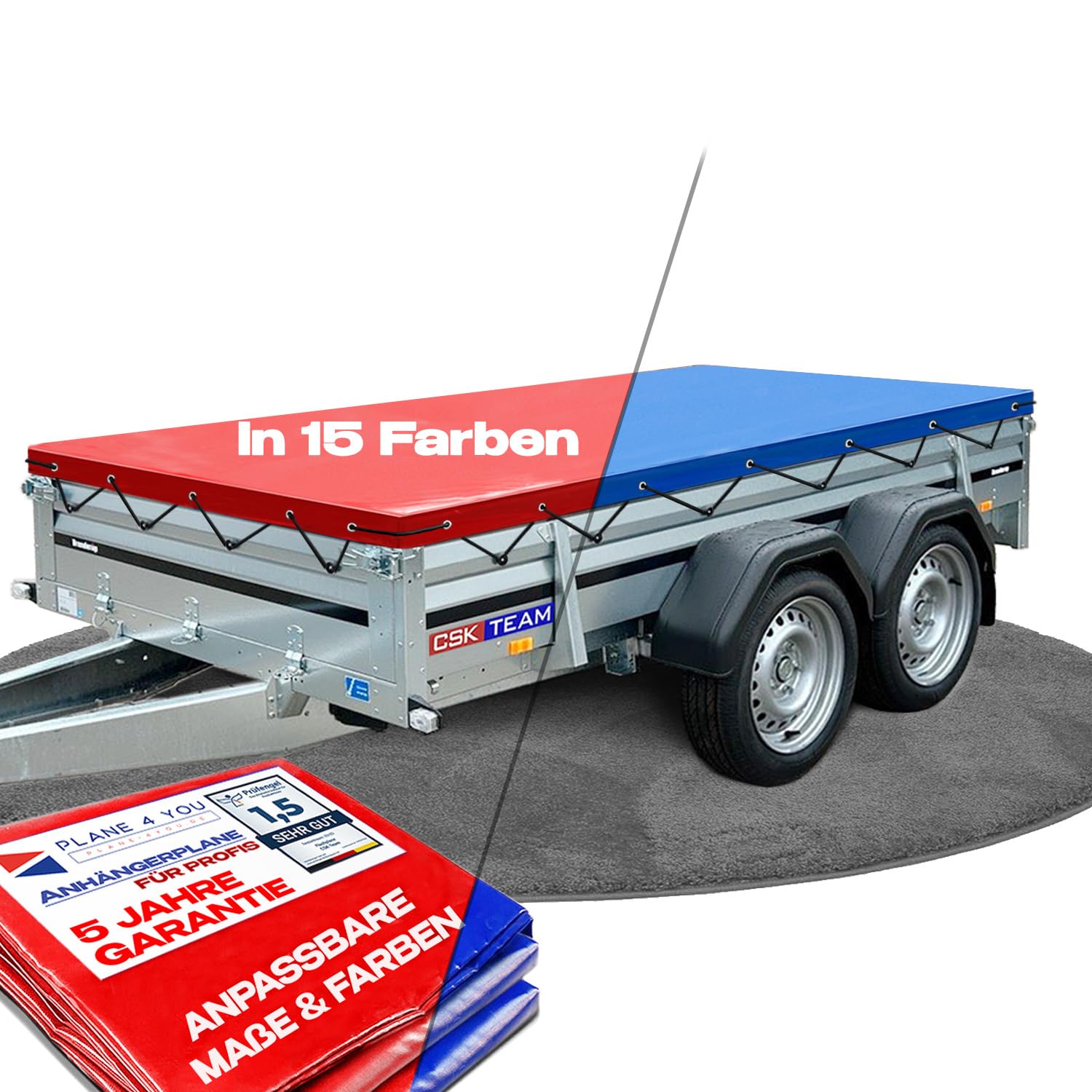 Hochwertige BRENDERUP nach Wuschmaß in 15 Farben - Anhänger Plane - Flachplane PKW-Anhänger - wasserdichte PVC Abdeckplane mit Anhänger Zubehör Hochwertige BRENDERUP nach Wuschmaß in 15 Farben - Anhänger Plane - Flachplane PKW-Anhänger - wasserdichte PVC Abdeckplane mit Anhänger Zubehör von PLANE 4 YOU