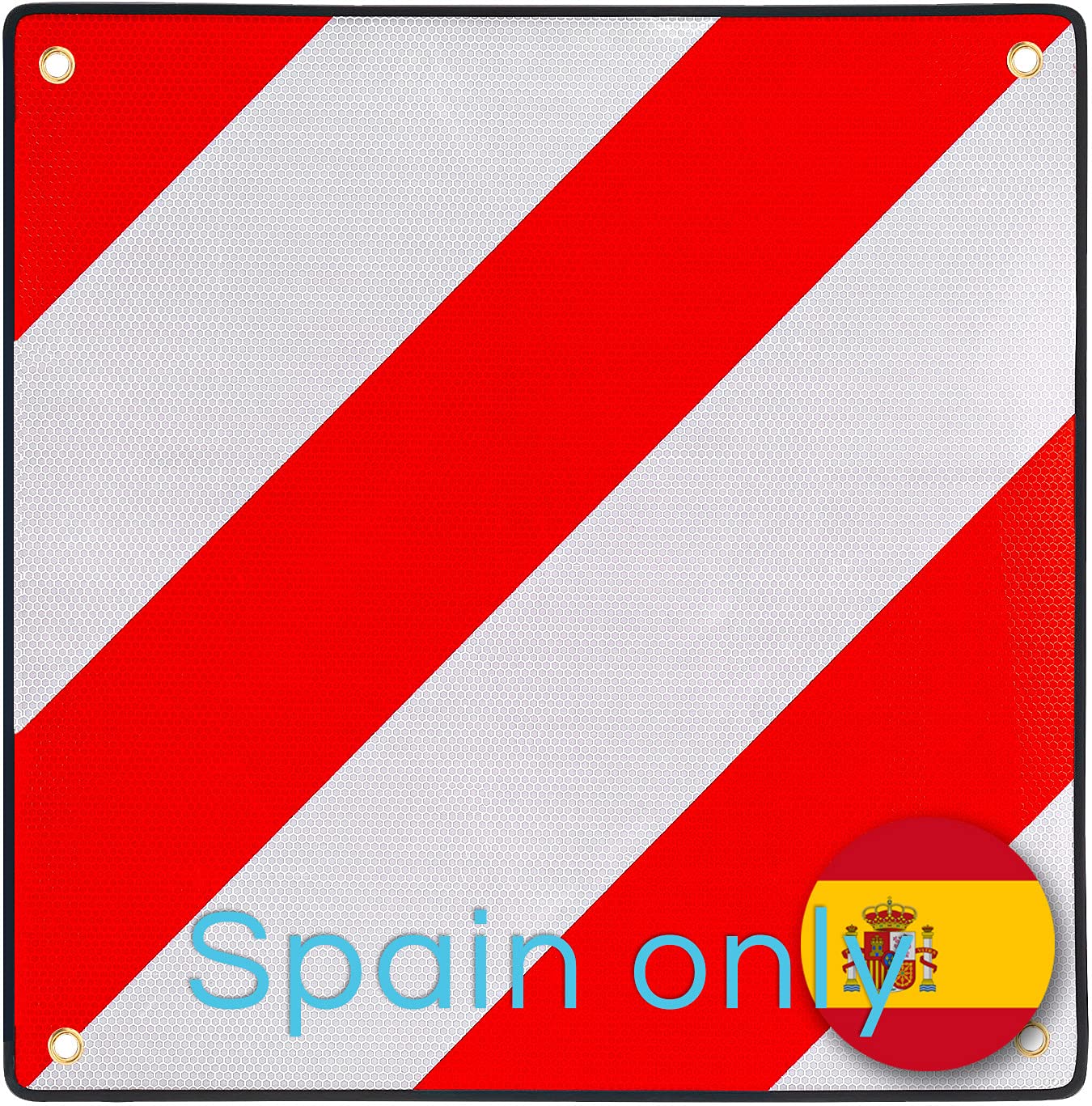 PLANGER® - Warntafe Spanien (50 x 50 cm) - Reflektierendes Warnschild rot weiß für Heckträger u Fahrradträger von PLANGER