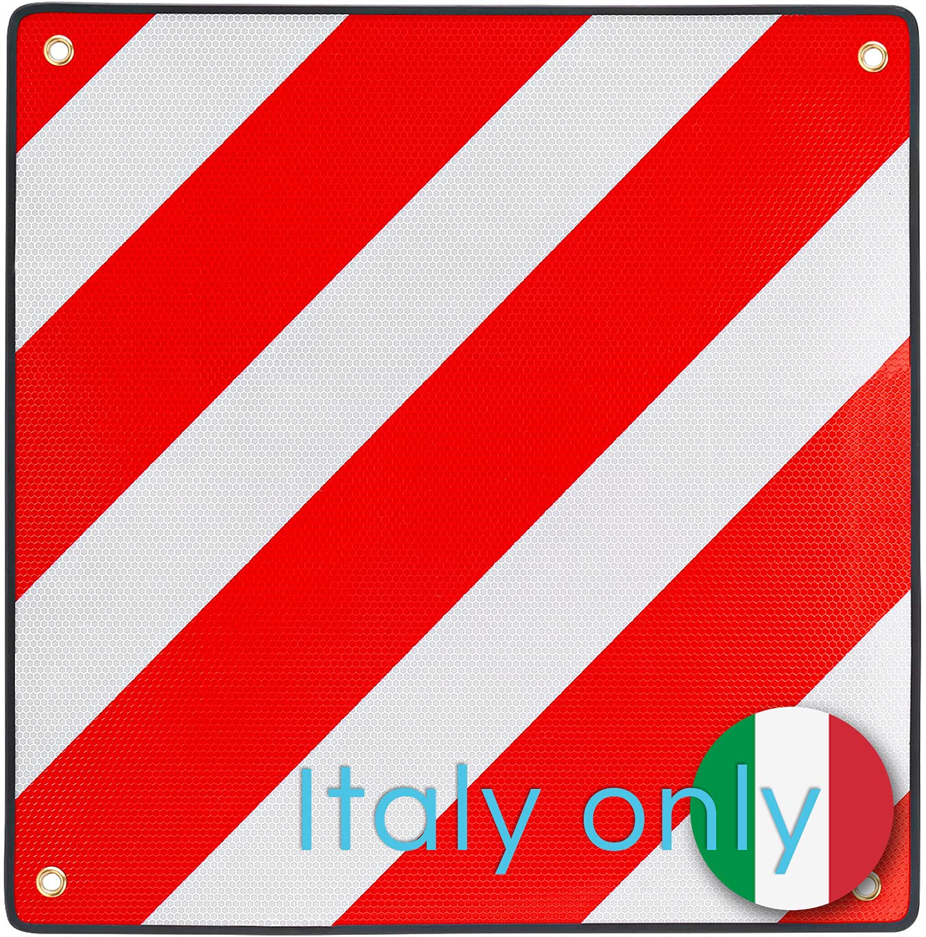 PLANGER® - Warntafel Italien (50 x 50 cm) - Reflektierendes Warnschild rot weiß für Heckträger u Fahrradträger von PLANGER