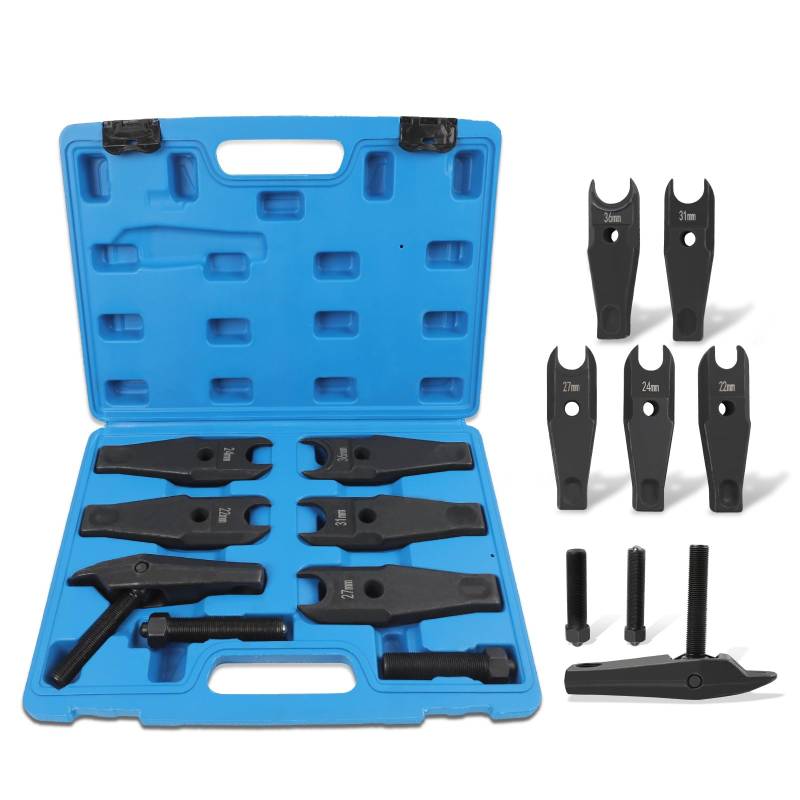 PLAYOCCAR 6PCS Kugelgelenktrenner Werkzeugsatz, Heavy Duty Achsschenkel Tie Rod Ends Remover Set mit verstellbarer Backe & 5 Größen Gabeln (22mm 24mm 27mm 31mm 36mm) von PLAYOCCAR