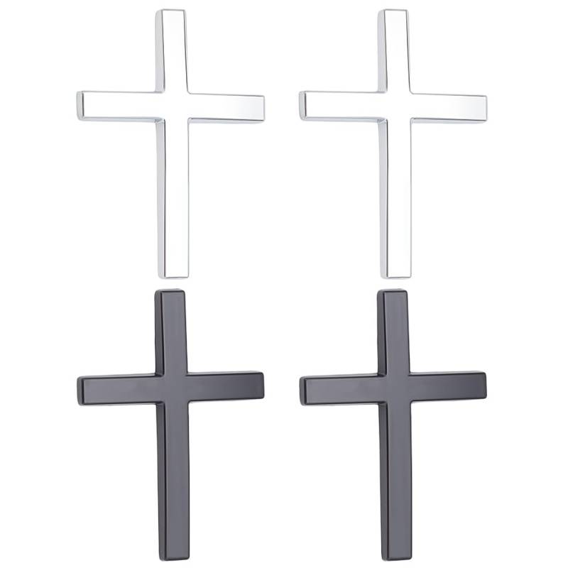 PLIGREAT 4 Stück 3D Kreuz Metall Auto Emblem DIY Christliches Kreuz Metallaufkleber Autoabzeichen Dekorativer Aufkleber Für Frauen Und Männer Auto Auto Motorrad Laptop Dekor Schwarz Und Silber von PLIGREAT
