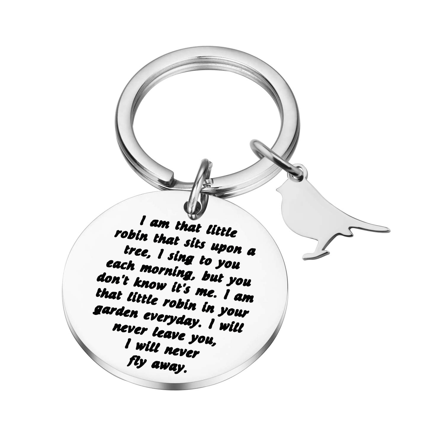 PLITI Gedenkgeschenk, Beileidsgeschenk für den Verlust eines geliebten Menschen, Schlüsselanhänger, Rotkehlchen-Gedenk-Schlüsselanhänger, silber, Medium von PLITI