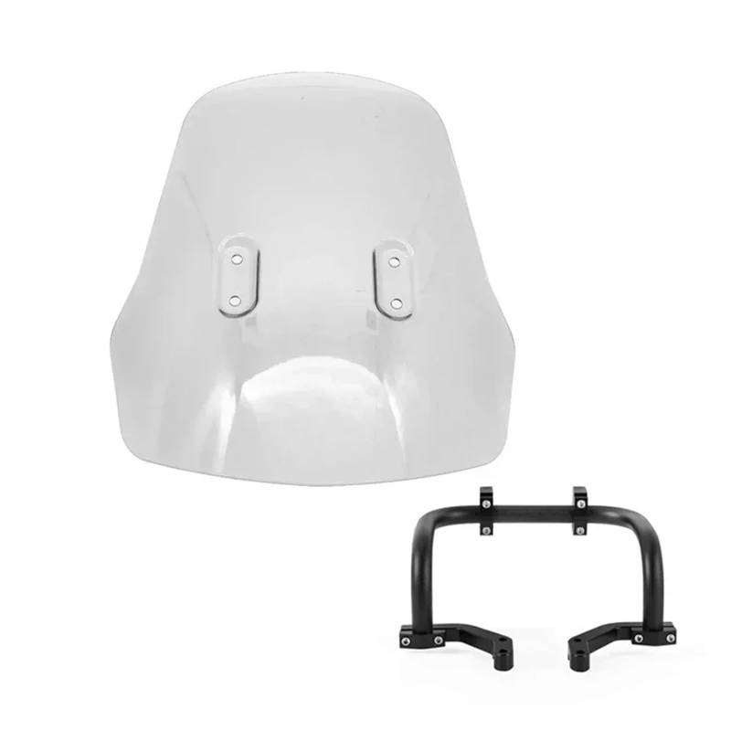 Windschutzscheiben Für Hunter Für Cub Für CT125 Für JA55/65 2021-2024 Windschutzscheibe Motorrad Windschutz Touring Windabweiser mit Halterung Bar Windschild(Clear) von PLKPVHVZNM