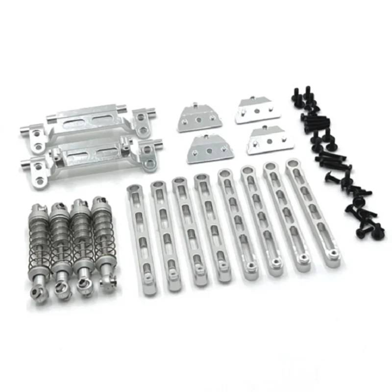 PLOQAZEH Für MN78 Für MN168 1/12 Metall Stoßdämpfer Link Stange Servo Halterung Schock Turm RC Auto Upgrades DIY Teile Geändert Zubehör RC Autoteile(Silver) von PLOQAZEH
