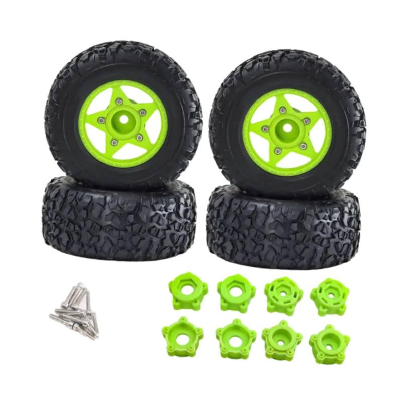 PLOQAZEH RC Autoteile Für 1/10 1/8 RC Crawler Auto DIY Zubehör 4Pcs RC Räder Und Reifen RC Upgrade Teil Ersetzen RC Crawler Auto Reifen(Green) von PLOQAZEH