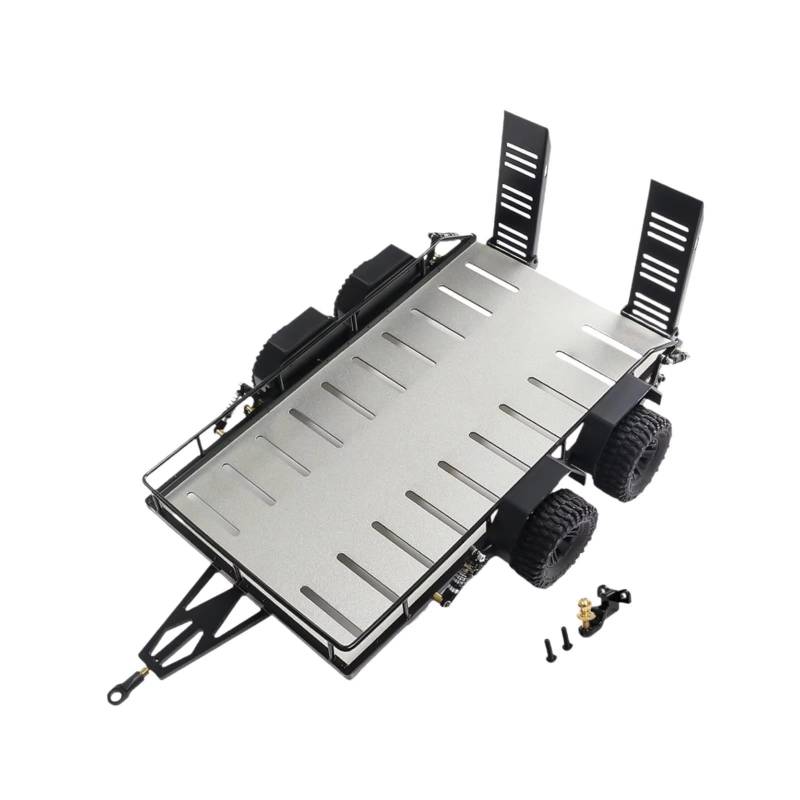 PLOQAZEH RC Autoteile Für 1:18 RC Auto Modell Zubehör Ersatzteile Ersatz Metall RC Anhänger Fracht Träger Spielzeug LKW Zubehör Heavy Duty Anhänger(Gray) von PLOQAZEH