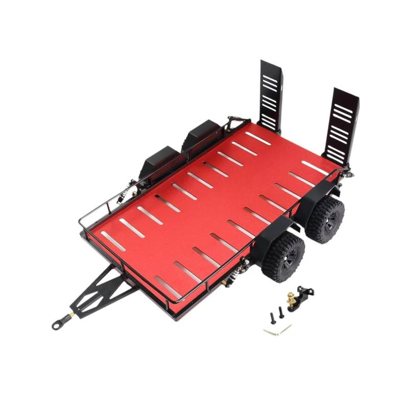 PLOQAZEH RC Autoteile Für 1:18 RC Auto Modell Zubehör Ersatzteile Ersatz Metall RC Anhänger Fracht Träger Spielzeug LKW Zubehör Heavy Duty Anhänger(Red) von PLOQAZEH