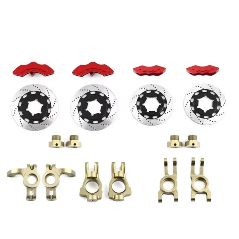 PLOQAZEH RC Autoteile Für KM Raytheon Für Rallye Auto C3 E8414 E8415 1/7 RC Auto Upgrade Zubehör 1 Set Disc Bremse Set Bremssattel(Red Brown) von PLOQAZEH