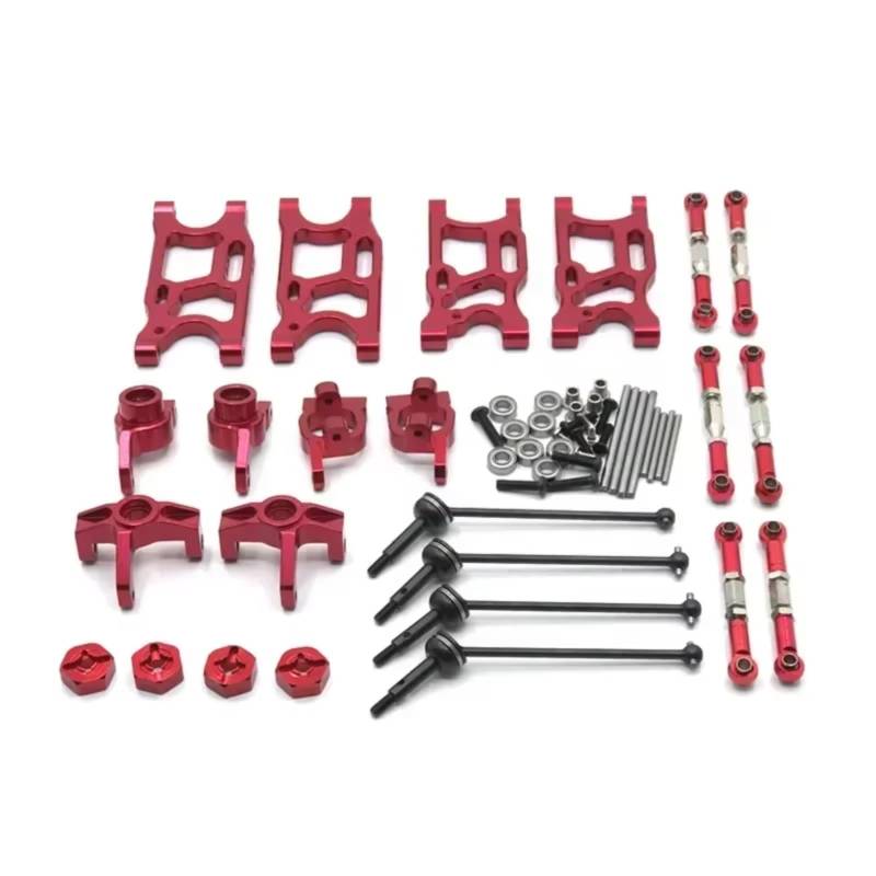 PLOQAZEH RC Autoteile Für LC Für Racing 1/14 Für WLtoys 144001 1/12 124016-17-18-19 RC Auto Upgrade Teile Spurstange Lenkung Tasse Für Schaukel Arm 9PCS(Red) von PLOQAZEH
