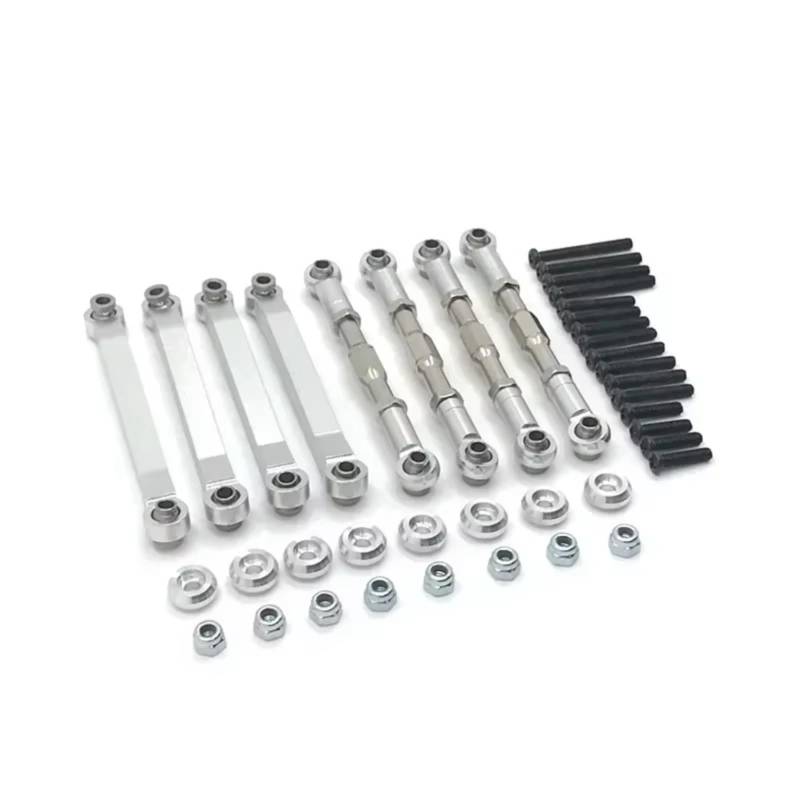 PLOQAZEH RC Autoteile Für MN D90 D91 D96 D99 D99S MN90 MS 1/12 RC Auto Upgrade Teile Metall Für Chassis Zugstangen Link Suspension Spurstange(Silver) von PLOQAZEH