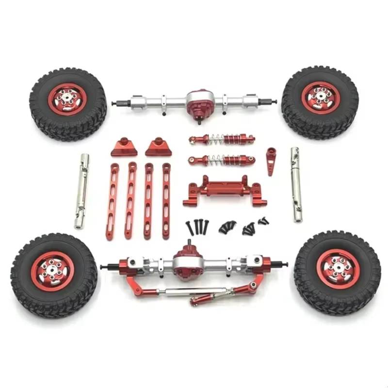PLOQAZEH RC Autoteile Für MN Für MN82 LC79 Für MN78 1/12 RC Autoteil RC Autozubehör Aluminiumlegierung Bearbeitete Vorder- Und Hinterportalachse DIY Kit(Red) von PLOQAZEH