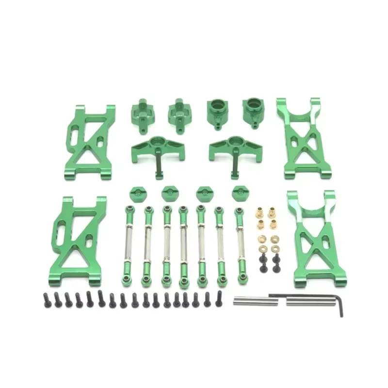 PLOQAZEH RC Autoteile Für WLtoys 104001 RC-Auto-Ersatzteile Upgrade-Metallsatz Hinterradbecher C-Sitz Vorderlenkbecher Zugstange Für Schwinge(Green) von PLOQAZEH