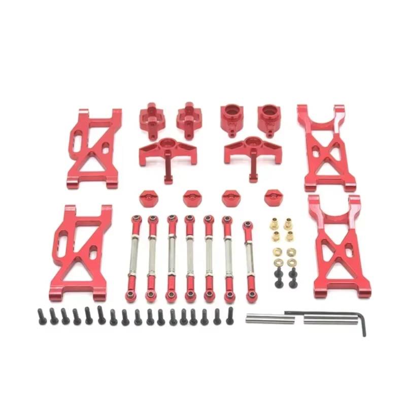PLOQAZEH RC Autoteile Für WLtoys 104001 RC-Auto-Ersatzteile Upgrade-Metallsatz Hinterradbecher C-Sitz Vorderlenkbecher Zugstange Für Schwinge(Red) von PLOQAZEH