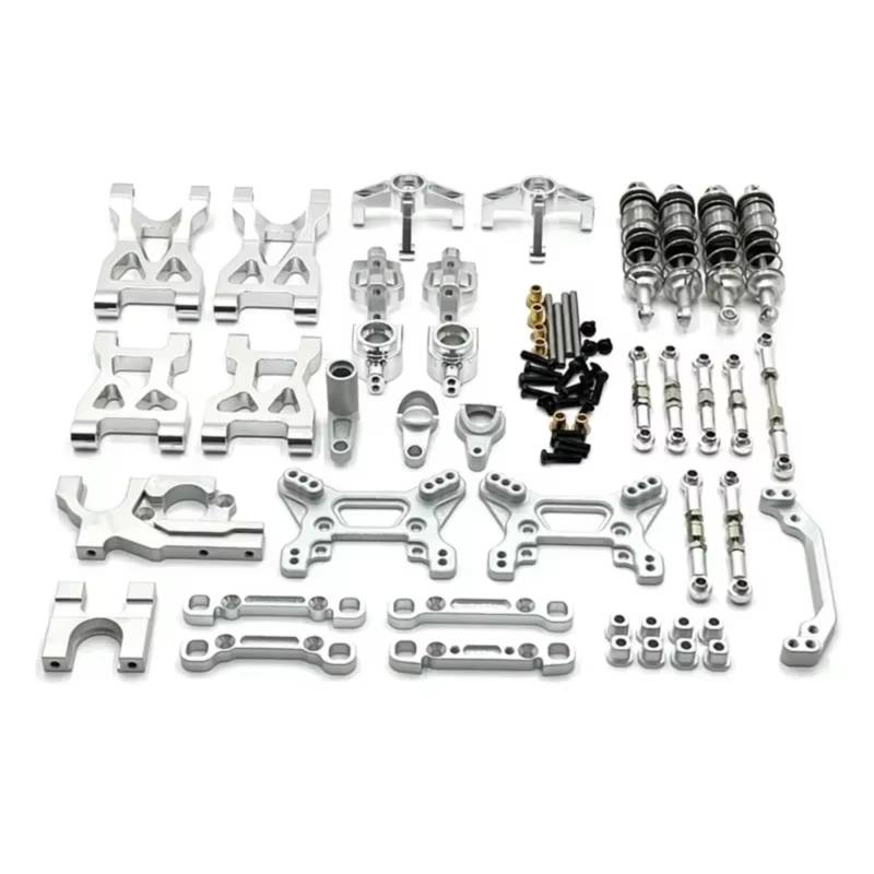 PLOQAZEH RC Autoteile Für WLtoys 104072 1/10 RC Autoteile Metall-Upgrade Für Schwingarm-Zugstange Lenkbecher Stoßdämpfer 13-teiliges Kit(Silver) von PLOQAZEH