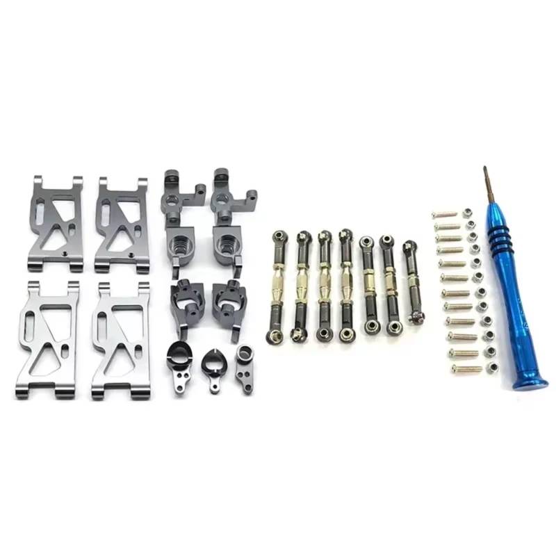 PLOQAZEH RC Autoteile Für WLtoys-s 1:14 144001 RC Auto Upgrade Teile Metall Lenkung Für Schaukel Arm Basis C Hinten Hub Für Sitz Servo Zugstange(Titanium) von PLOQAZEH