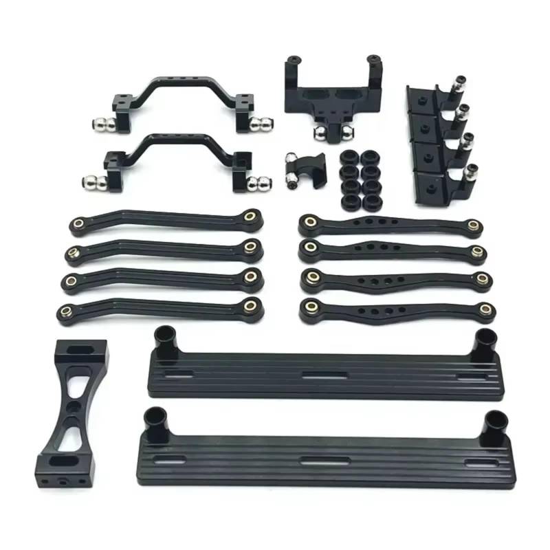 PLOQAZEH RC Autoteile Für WPL C64 C64-1 1/16 RC Auto Upgrade Teile Zubehör Metall Für Chassis Link Rod Zugstange Montieren Seite Pedal Shock Mount Set(Black) von PLOQAZEH