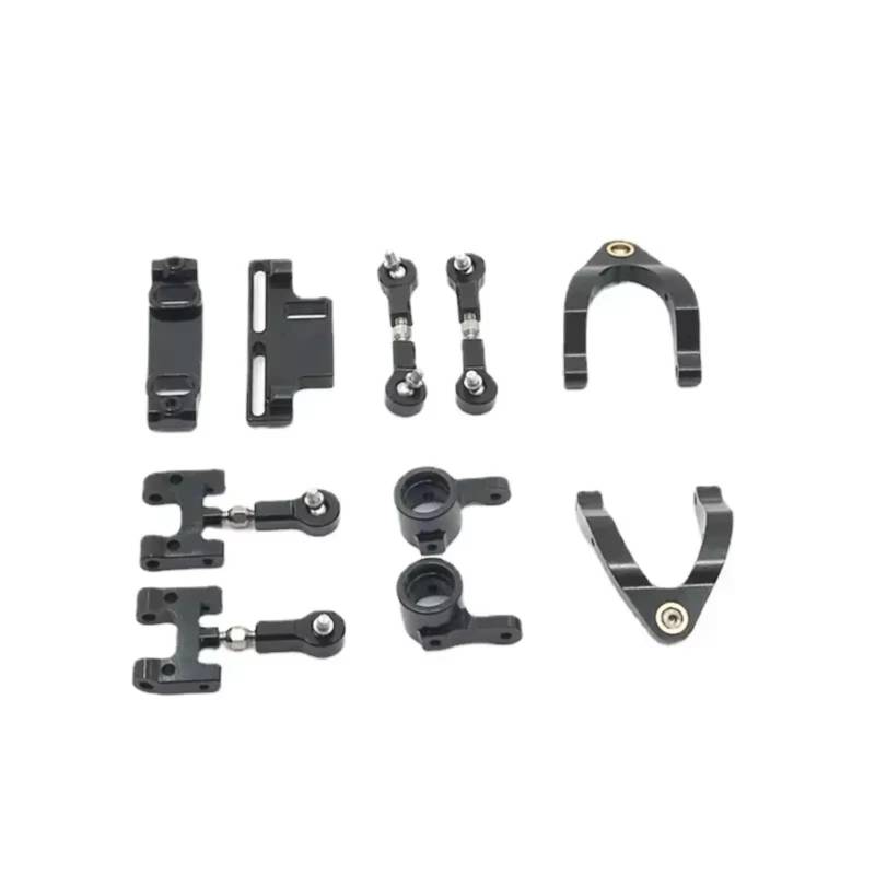 PLOQAZEH RC Autoteile Für WPL D12 RC Auto Upgrades Teile CNC Metall Oberen Unteren Für Schaukel Arm Lenkung Tasse Kugelgelenk Zubehör Set(Black) von PLOQAZEH