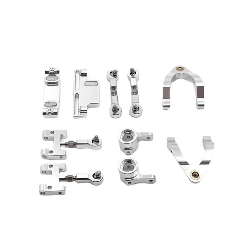 PLOQAZEH RC Autoteile Für WPL D12 RC Auto Upgrades Teile CNC Metall Oberen Unteren Für Schaukel Arm Lenkung Tasse Kugelgelenk Zubehör Set(Silver) von PLOQAZEH