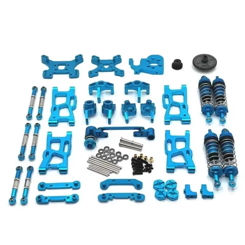 PLOQAZEH RC Autoteile Für Wltoys 144001 144010 124017 124019 124007 Für RIaarIo XDKJ-001 XDKJ-006 AM-X12 Metall Upgrade Teile Kit RC Auto OP Zubehör(Blue) von PLOQAZEH