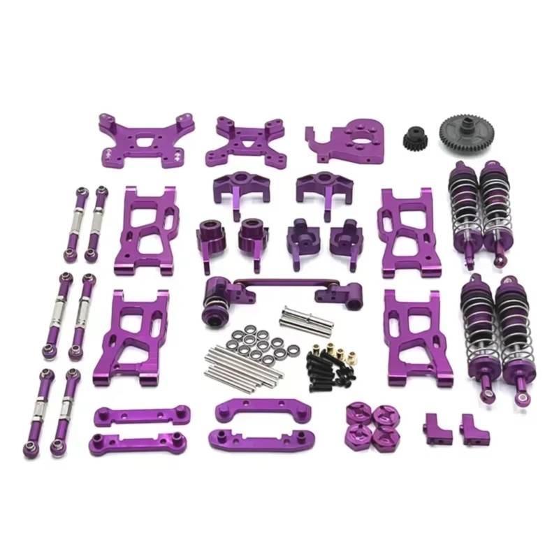 PLOQAZEH RC Autoteile Für Wltoys 144001 144010 124017 124019 124007 Für RIaarIo XDKJ-001 XDKJ-006 AM-X12 Metall Upgrade Teile Kit RC Auto OP Zubehör(Purple) von PLOQAZEH