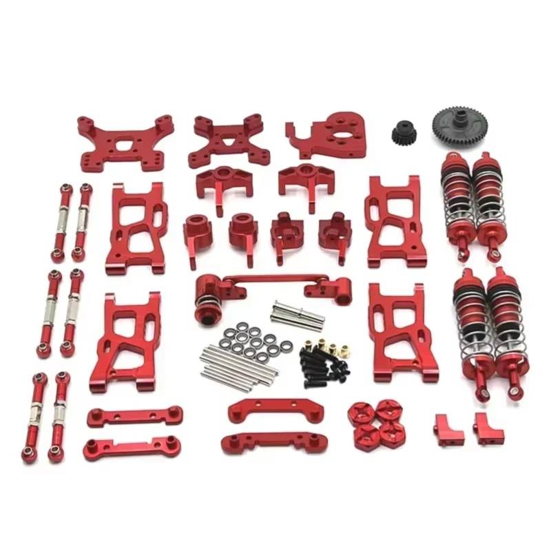 PLOQAZEH RC Autoteile Für Wltoys 144001 144010 124017 124019 124007 Für RIaarIo XDKJ-001 XDKJ-006 AM-X12 Metall Upgrade Teile Kit RC Auto OP Zubehör(Red) von PLOQAZEH