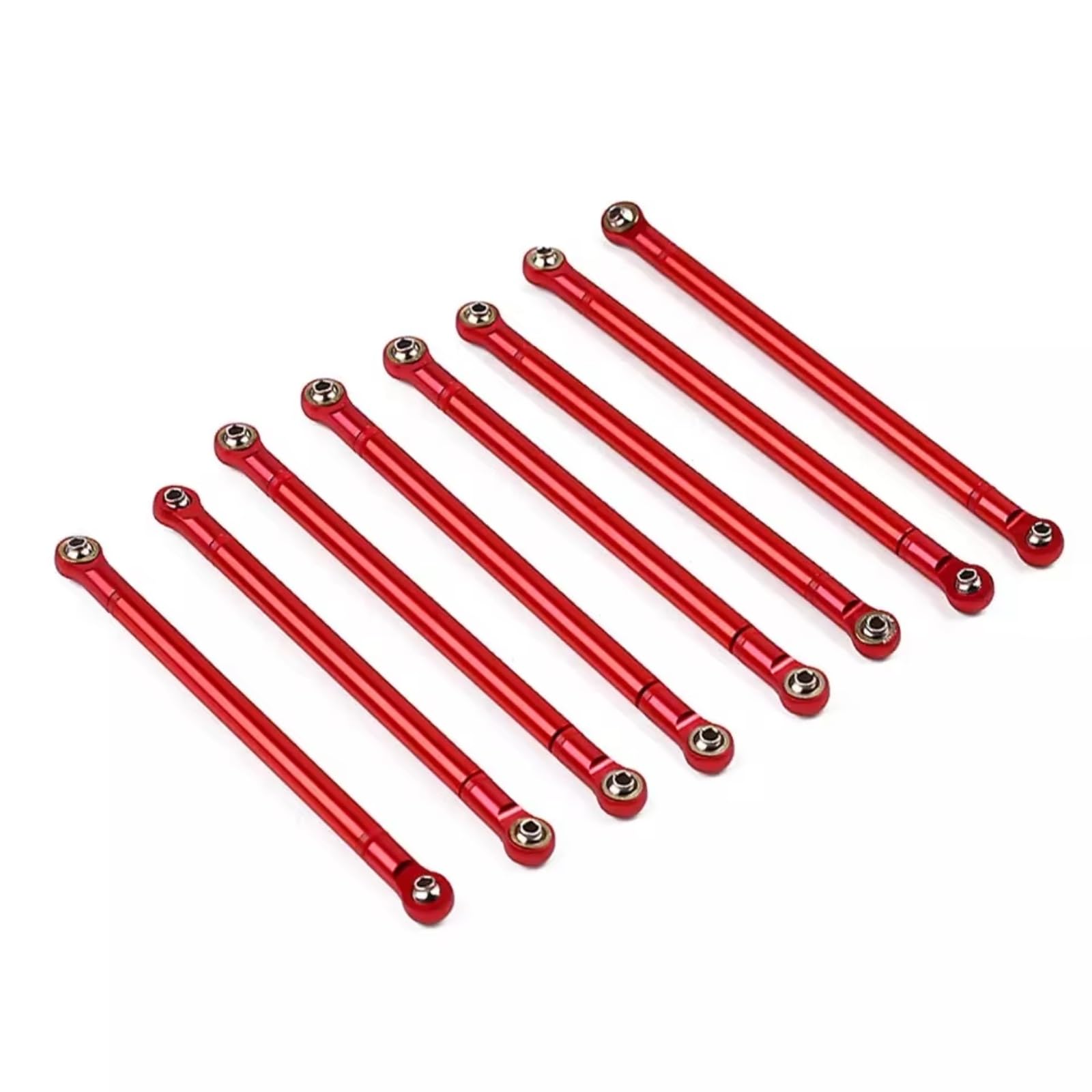 PLOQAZEH RC Car Upgrade Zubehör Für Axial Für SCX10 Für RGT 86100 1/10 8-teilige Pleuelstangen Aus Aluminiummetall Mit M3-Stangenkopfsatz 313 Mm Radstand RC Crawler Teile(Red) von PLOQAZEH