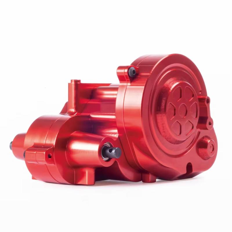 PLOQAZEH RC Car Upgrade Zubehör Für Axial RBX10 Für Ryft 1/10 Metallgetriebe Getriebebox Mit Getriebe Mit 17T Ritzel Messing RC Crawler Auto Upgrade Teile(Red) von PLOQAZEH