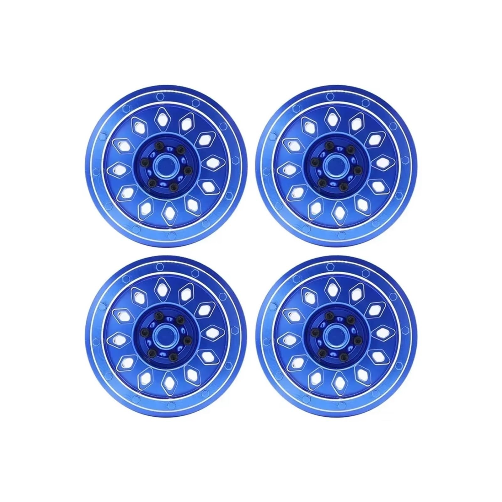 PLOQAZEH RC Car Upgrade Zubehör Für Axial SCX6 1:6 4 Stück CNC-Aluminiumlegierung Radnabe Felge RC-Auto Fernbedienung Crawler Autozubehör Teile Upgrade Ersatz(Blue) von PLOQAZEH