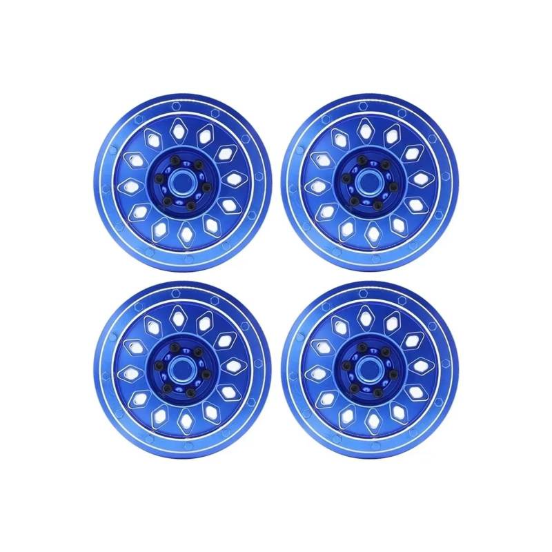 PLOQAZEH RC Car Upgrade Zubehör Für Axial SCX6 1:6 4 Stück CNC-Aluminiumlegierung Radnabe Felge RC-Auto Fernbedienung Crawler Autozubehör Teile Upgrade Ersatz(Blue) von PLOQAZEH